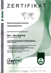 Elektroschadenbewerter Gebäudetechnik Uwe Gehling
